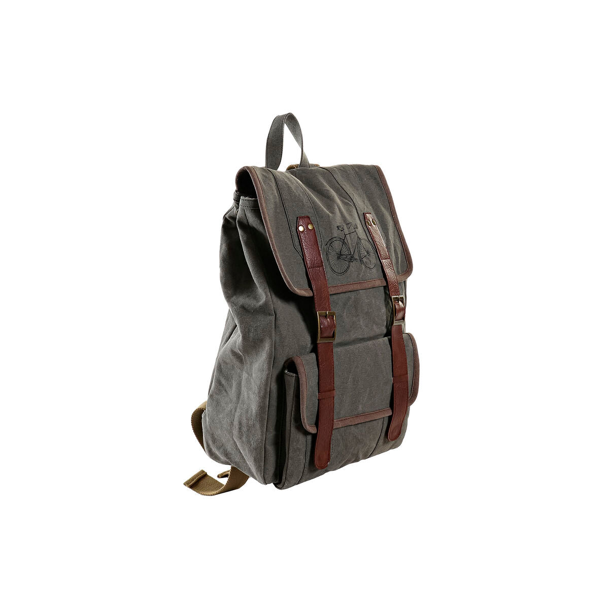 Casual Backpack DKD Home Decor Canvas Bicycle Grey Brown (33 x 12 x 47 cm)